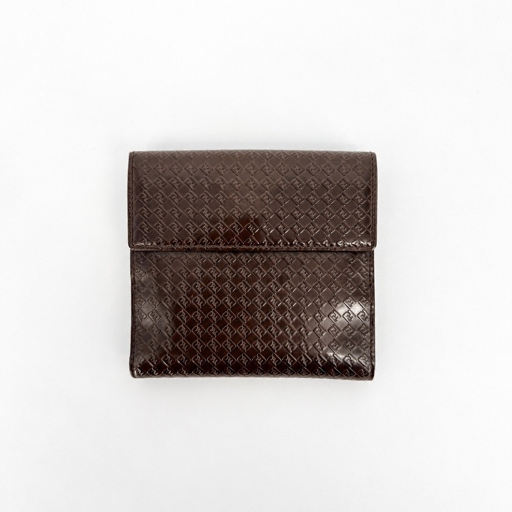 Fendi Bifold Wallet Unisex Brown Zucca Monogram Patent Leather Luxury Italy - Picture 2 of 12